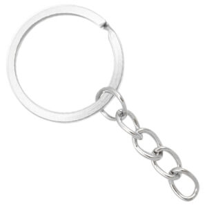 Metalen sleutelhanger ring chain 25mm zilver