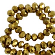 Faceted glass beads 8x6mm disc Gold metallic-pearl shine coating