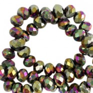 Faceted glass beads 4x3mm disc Gold-AB coating