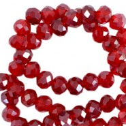 Faceted glass beads 8x6mm disc Wine red-pearl shine coating